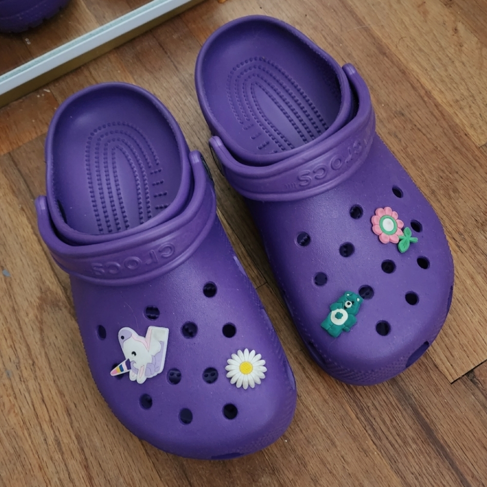 Bright purple Crocs